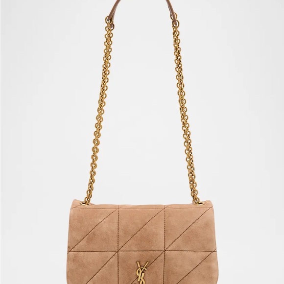 Saint Laurent Handbags - Saint Laurent Brown Suede Quilted Shoulder Bag with Gold Chain